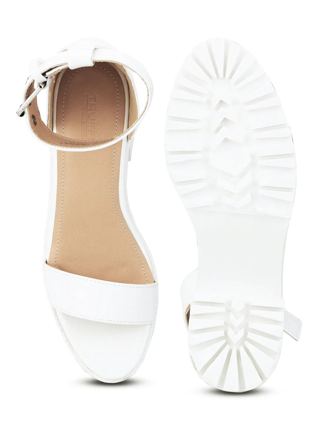 White Box Cleated Bottom Ankle Strap Block Heels