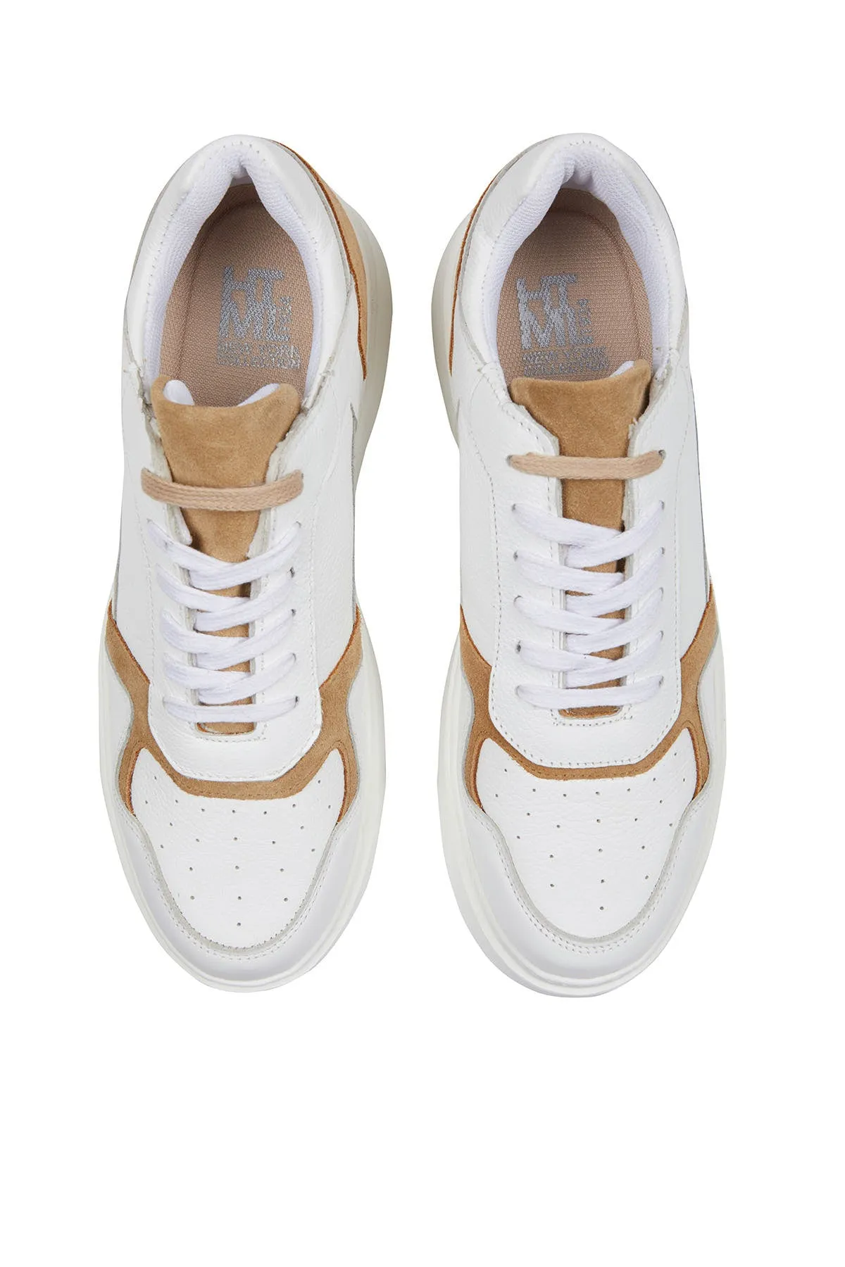 White Lace-Up 100% Leather Sneakers