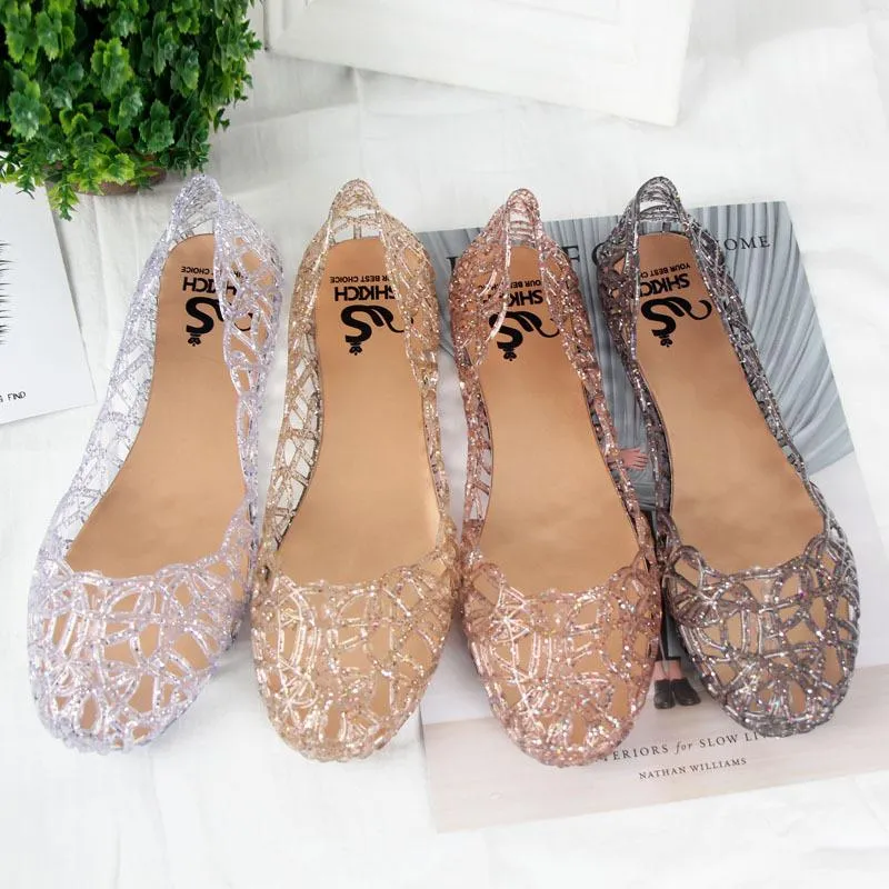 Women Soft Hollow Out Jelly Clear Flats Sandals