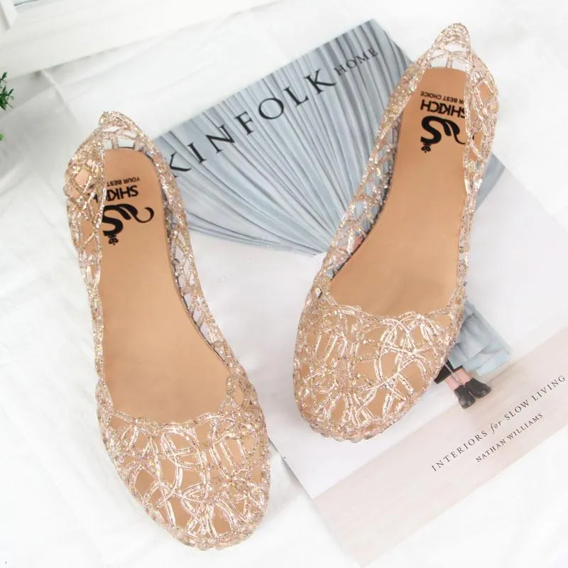 Women Soft Hollow Out Jelly Clear Flats Sandals