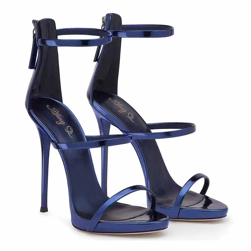 Women's Ankle Strap Stiletto Open Toe Sandals Sexy Triple Strappy High Heels