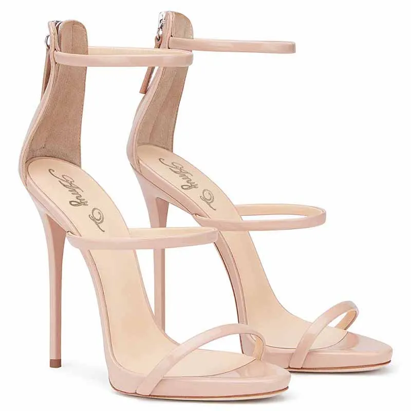 Women's Ankle Strap Stiletto Open Toe Sandals Sexy Triple Strappy High Heels