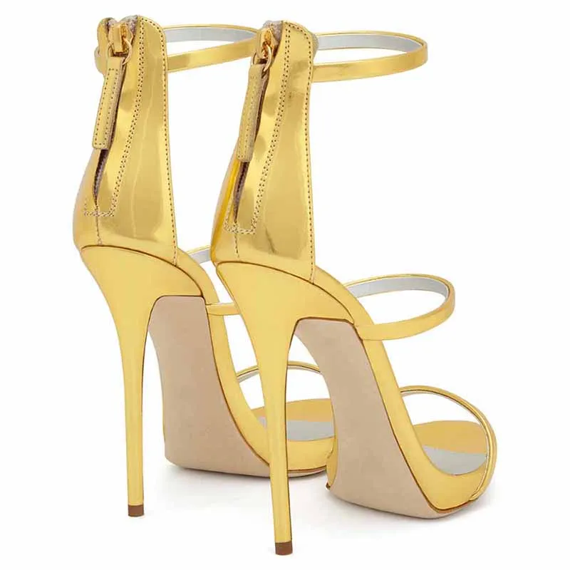 Women's Ankle Strap Stiletto Open Toe Sandals Sexy Triple Strappy High Heels