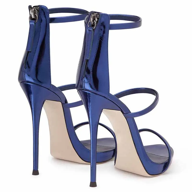 Women's Ankle Strap Stiletto Open Toe Sandals Sexy Triple Strappy High Heels