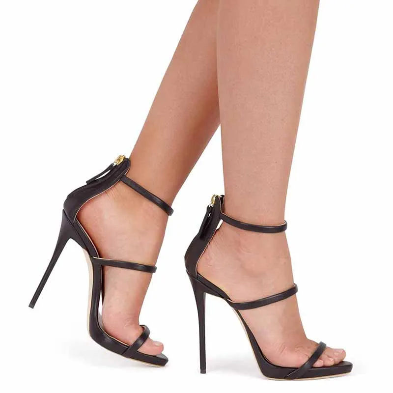 Women's Ankle Strap Stiletto Open Toe Sandals Sexy Triple Strappy High Heels