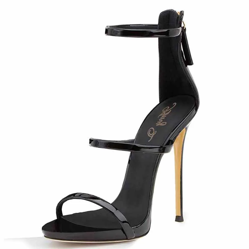 Women's Ankle Strap Stiletto Open Toe Sandals Sexy Triple Strappy High Heels