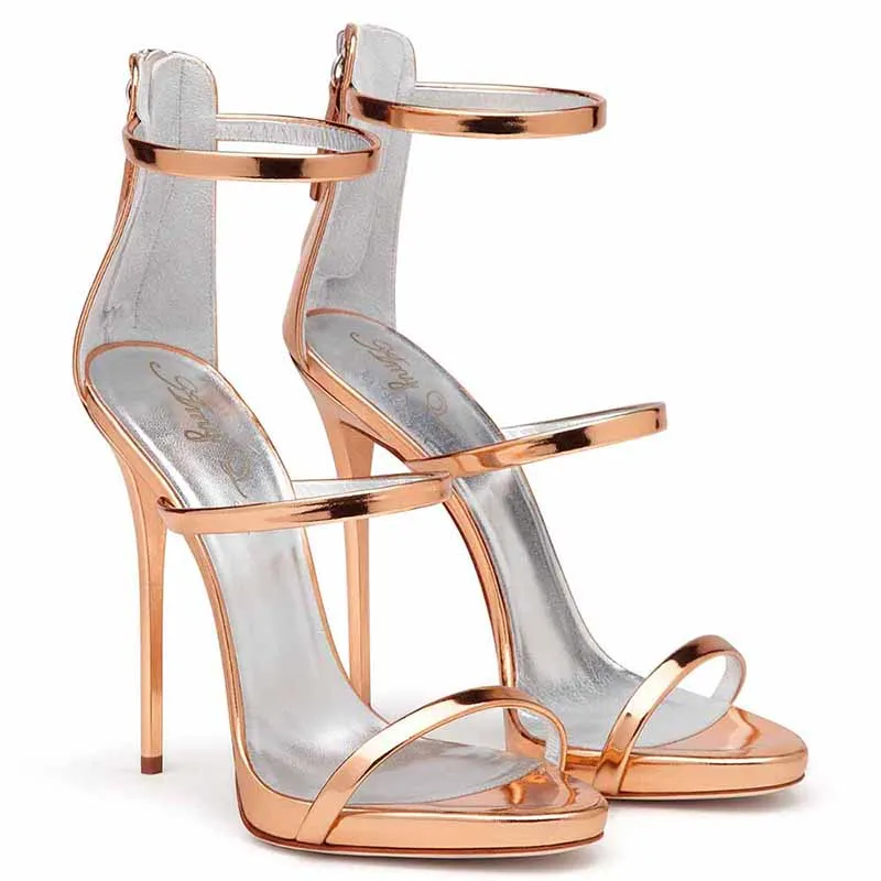 Women's Ankle Strap Stiletto Open Toe Sandals Sexy Triple Strappy High Heels