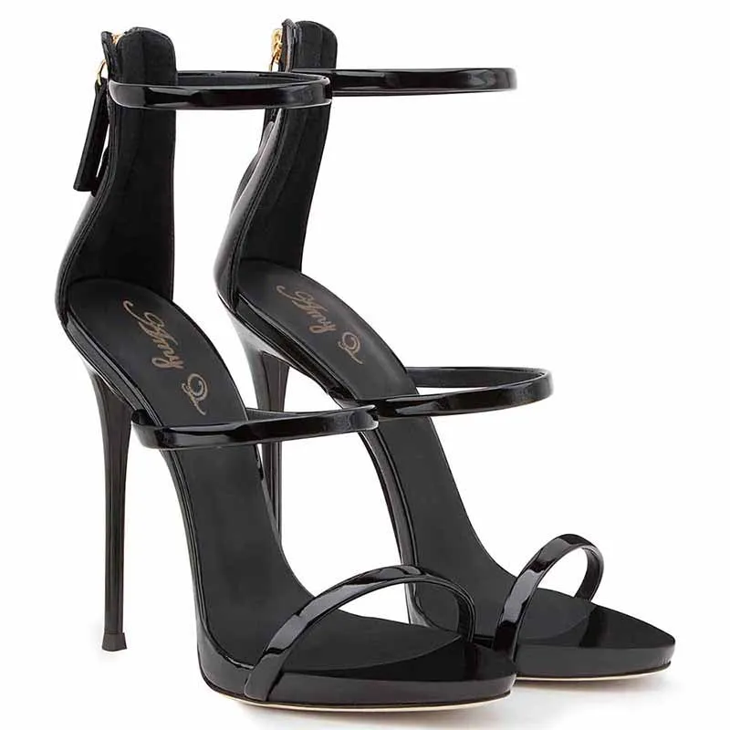 Women's Ankle Strap Stiletto Open Toe Sandals Sexy Triple Strappy High Heels