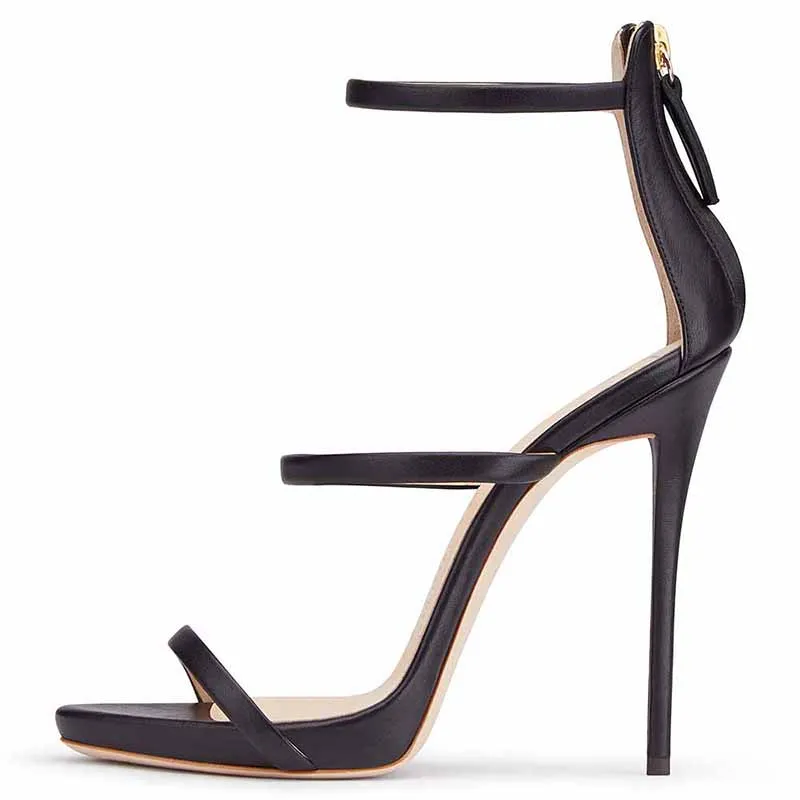 Women's Ankle Strap Stiletto Open Toe Sandals Sexy Triple Strappy High Heels