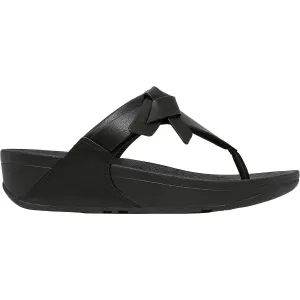 Women's FitFlop LuLu Folded Knot Toe Post Sandal Black Leather