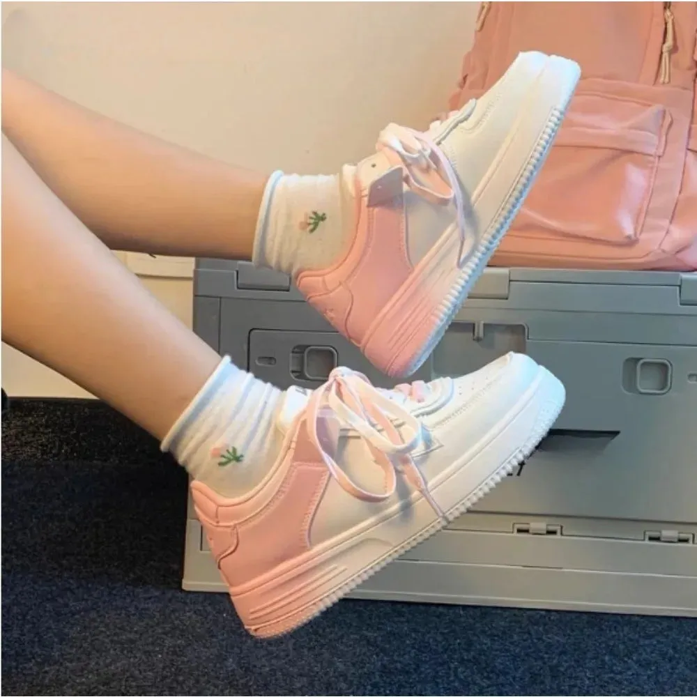 Women’s Tennis Sneakers – Spring & Autumn Sports Shoes, Colorful Casual Board Style, Comfortable Little White Shoes for Academics