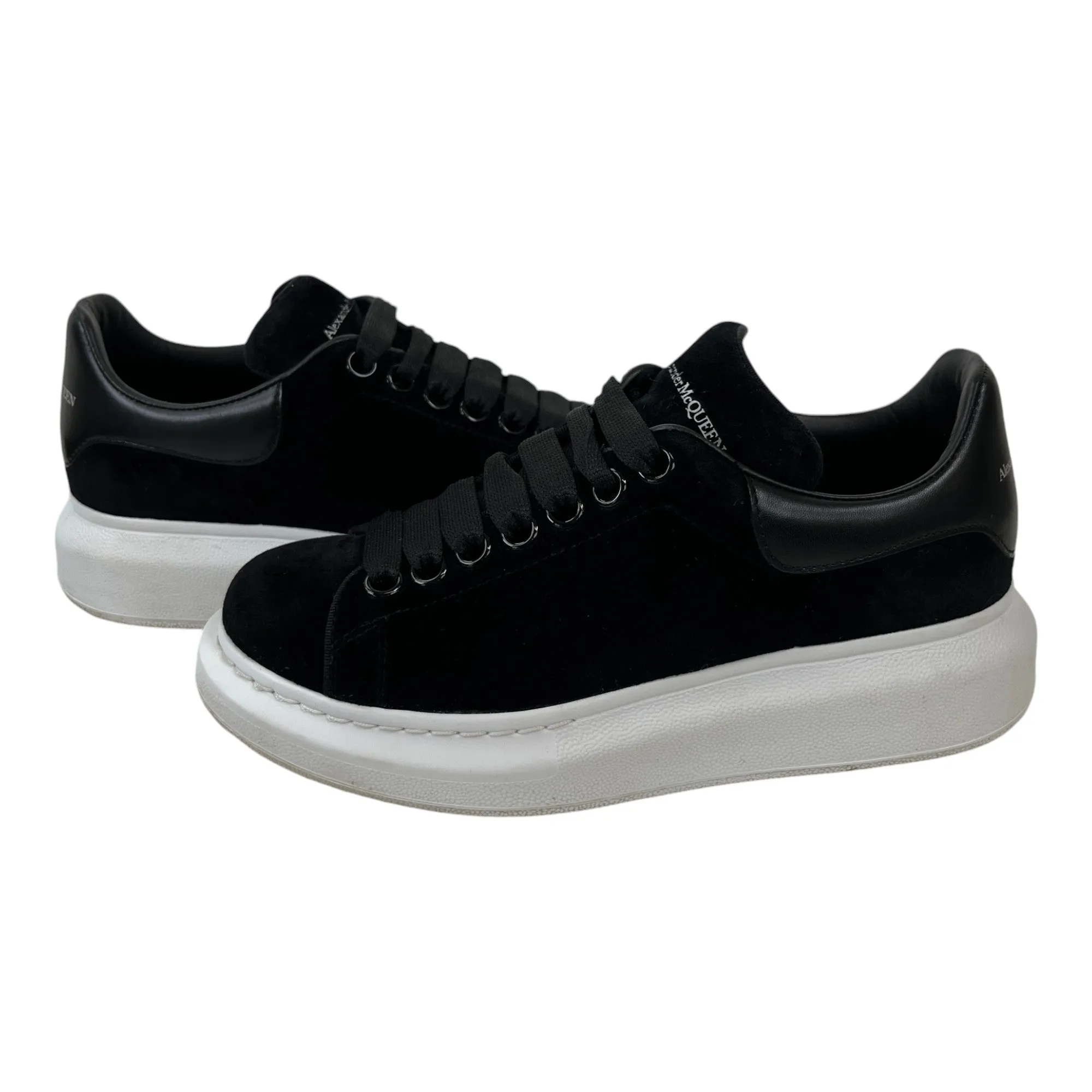 Women's Velvet Oversized Low Trainers Black Size EU 35 / UK 2