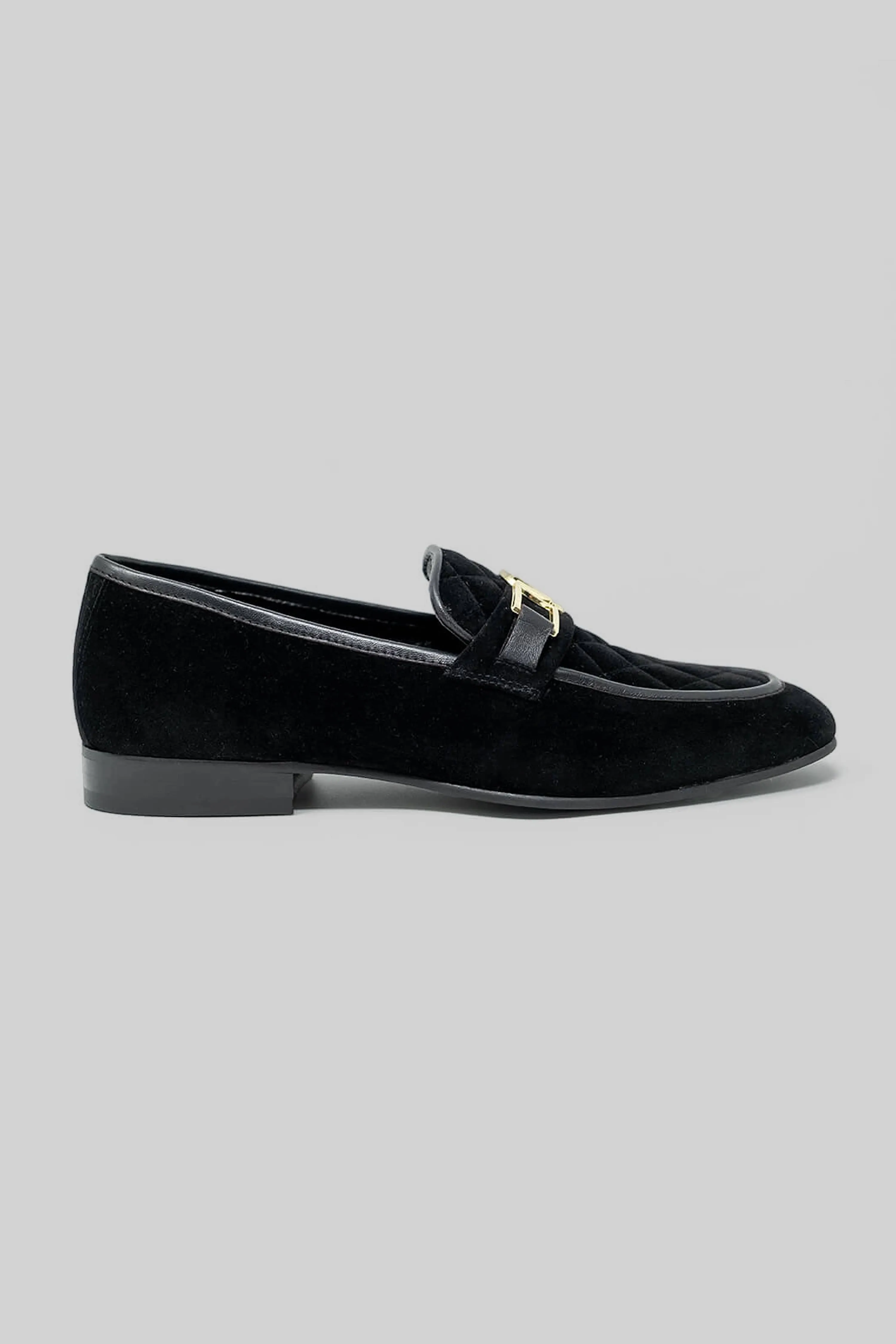 Woody Black Quilted Velvet Loafers