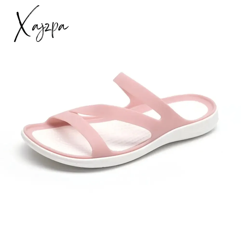 Xajzpa - Summer Thicken Sandals Slip on Woman Croc Anti-Skid Hole Jelly Shoes Flat Garden Beach Shoes House Slippers