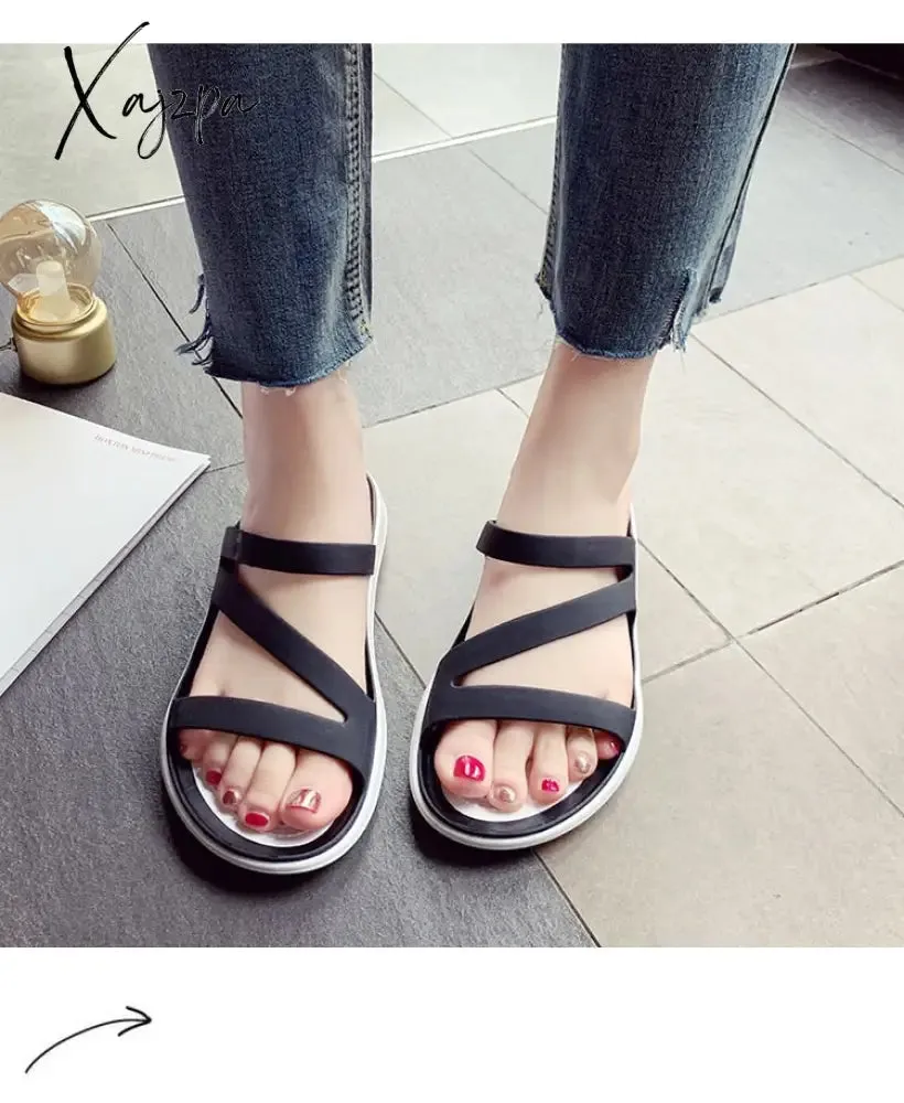 Xajzpa - Summer Thicken Sandals Slip on Woman Croc Anti-Skid Hole Jelly Shoes Flat Garden Beach Shoes House Slippers