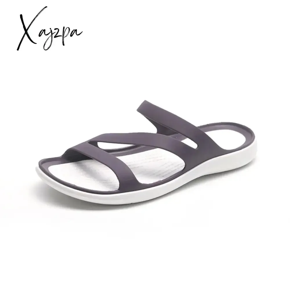 Xajzpa - Summer Thicken Sandals Slip on Woman Croc Anti-Skid Hole Jelly Shoes Flat Garden Beach Shoes House Slippers