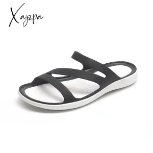 Xajzpa - Summer Thicken Sandals Slip on Woman Croc Anti-Skid Hole Jelly Shoes Flat Garden Beach Shoes House Slippers