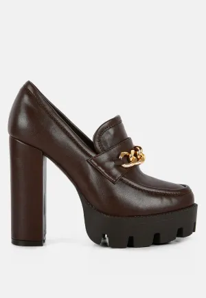 Y2K Chunky High Block Heeled Loafers