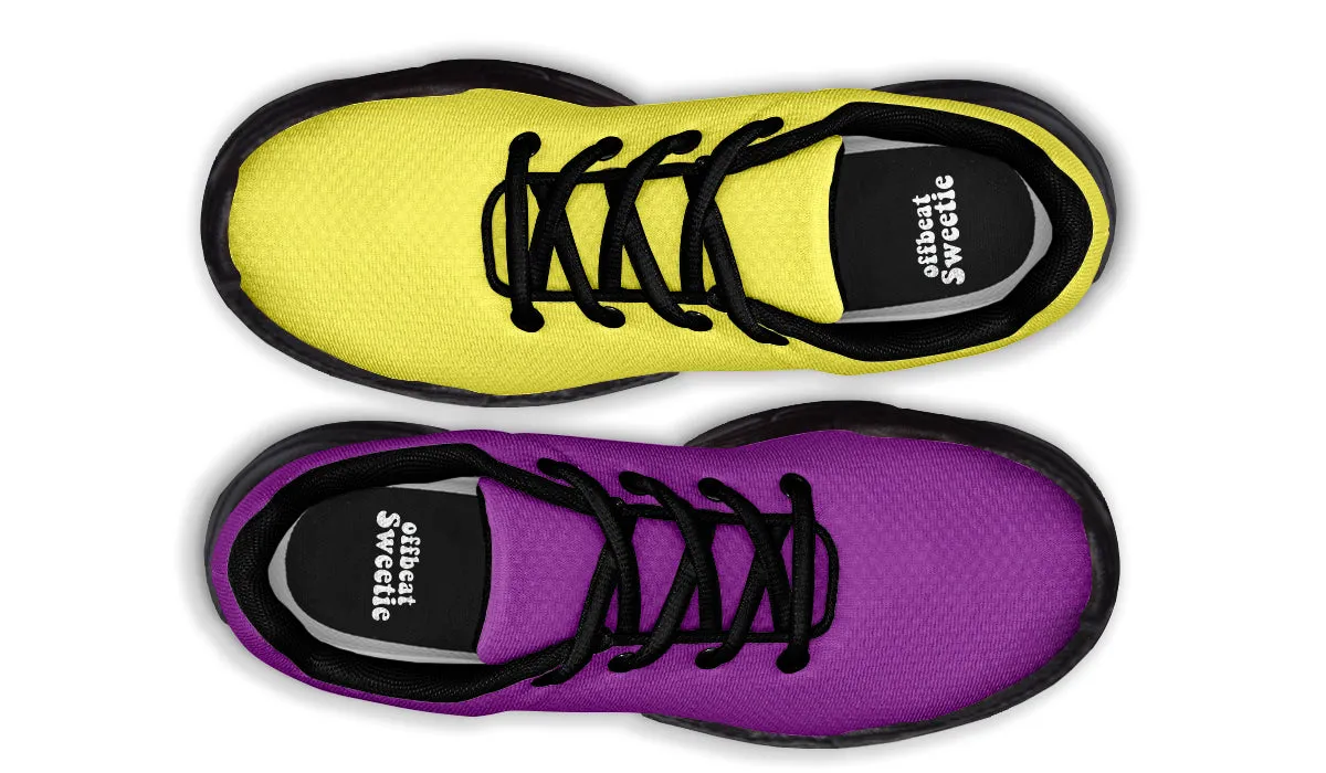 Yellow And Purple Mismatch Chunky Sneakers