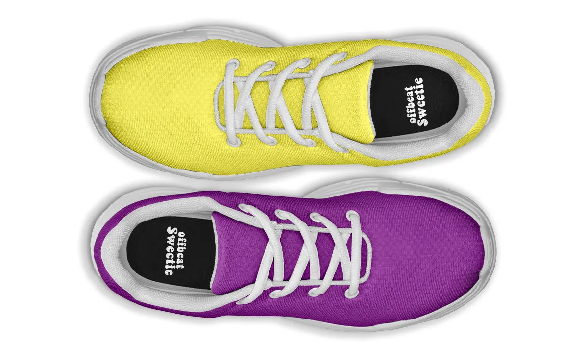 Yellow And Purple Mismatch Chunky Sneakers