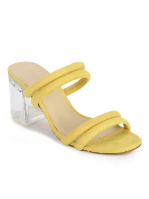 Yellow Micro Slip-on Block Heels